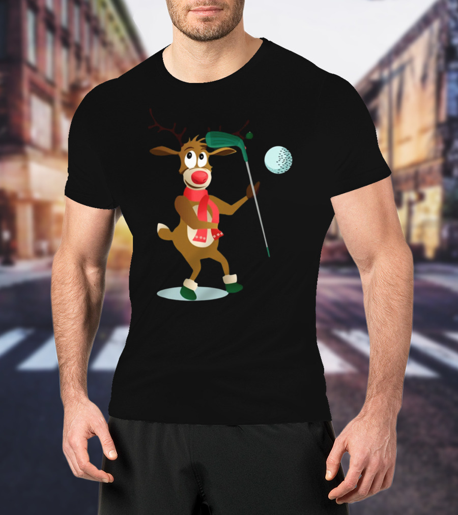 Reindeer Golf Christmas Fun T-Shirt