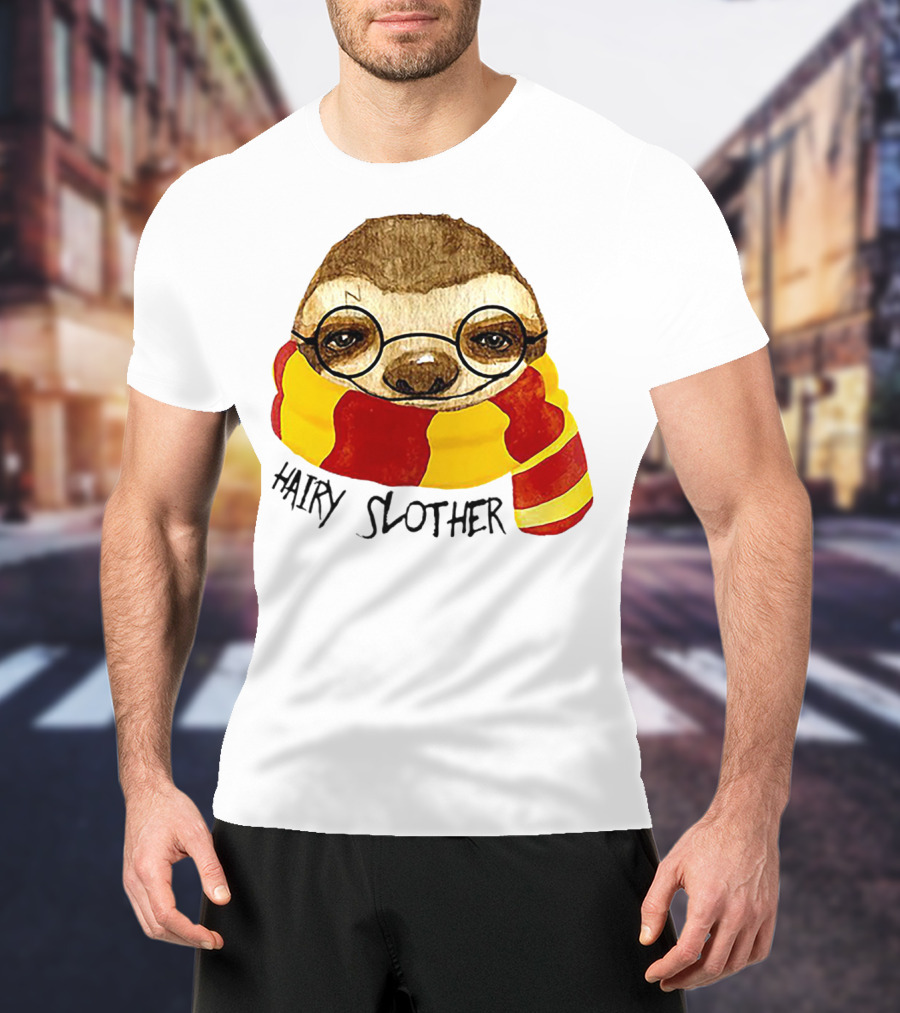 Hairy Slother Sloth Lovers Wizard Scarf Glasses Magic T-Shirt