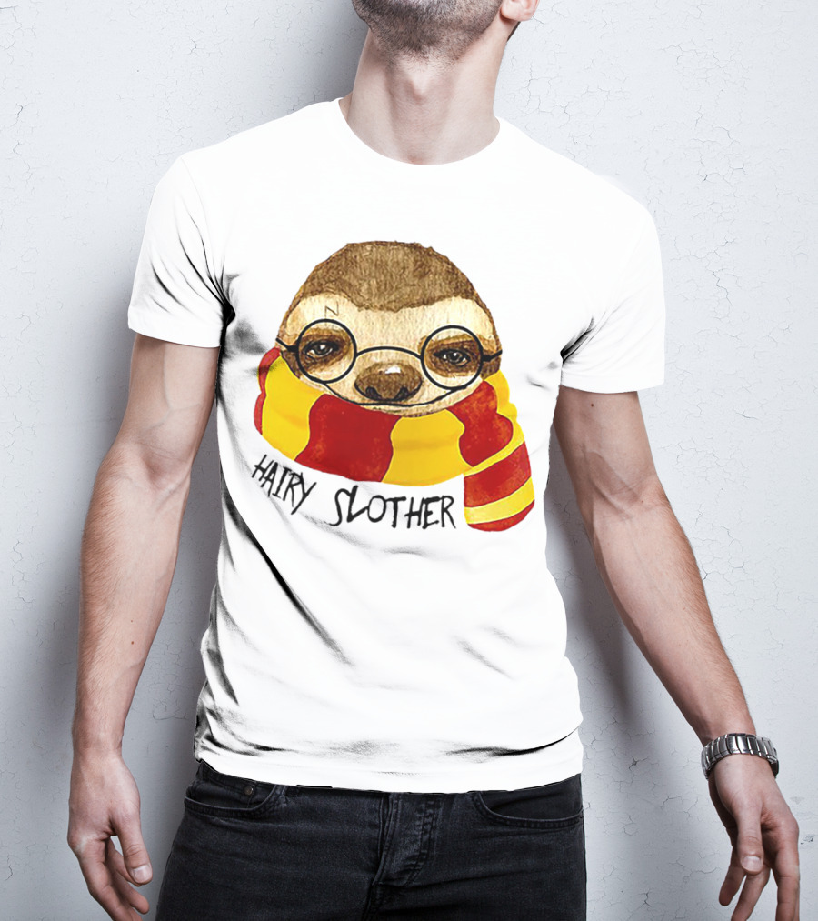Hairy Slother Sloth Lovers Wizard Scarf Glasses Magic T-Shirt