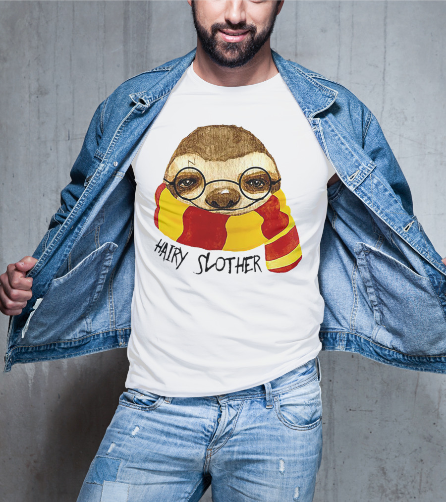 Hairy Slother Sloth Lovers Wizard Scarf Glasses Magic T-Shirt