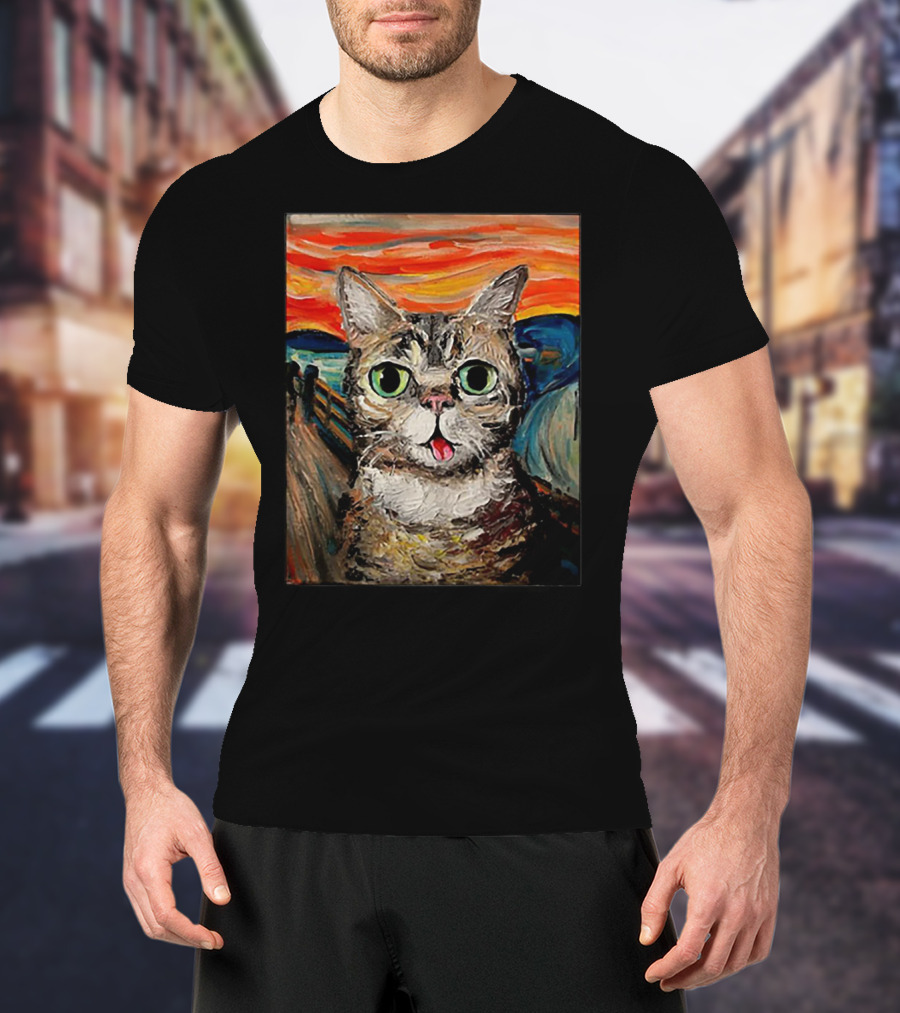 Lil Bub Cat The Scream Vincent Van Gogh T-Shirt
