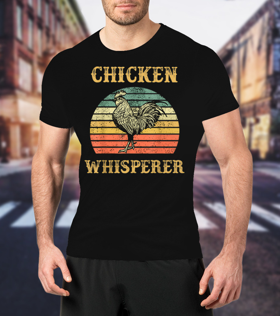 Chicken Whisperer Vintage Retro Rooster Stripes T-Shirt