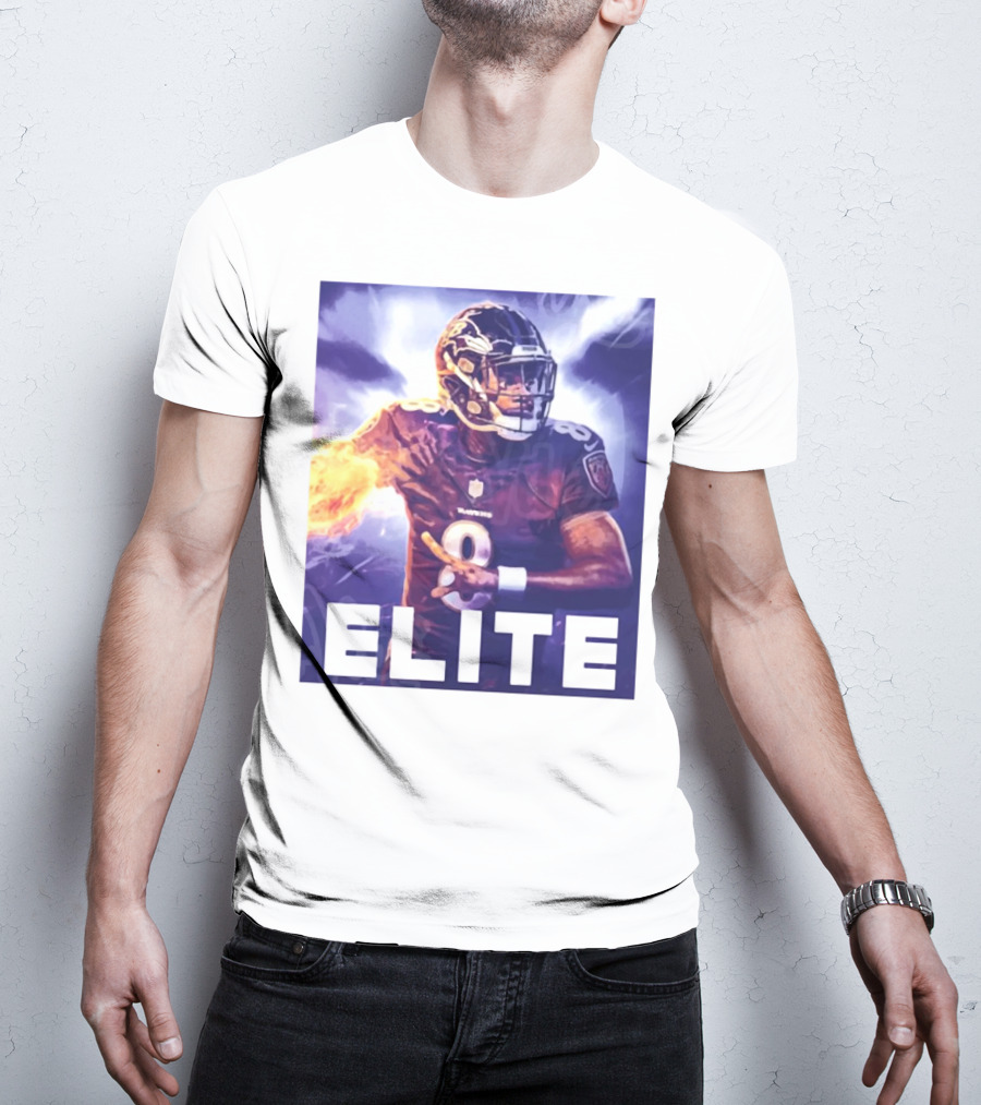 Lamar Jackson Ravens Elite 8 Fiery Action NFL Football T-Shirt