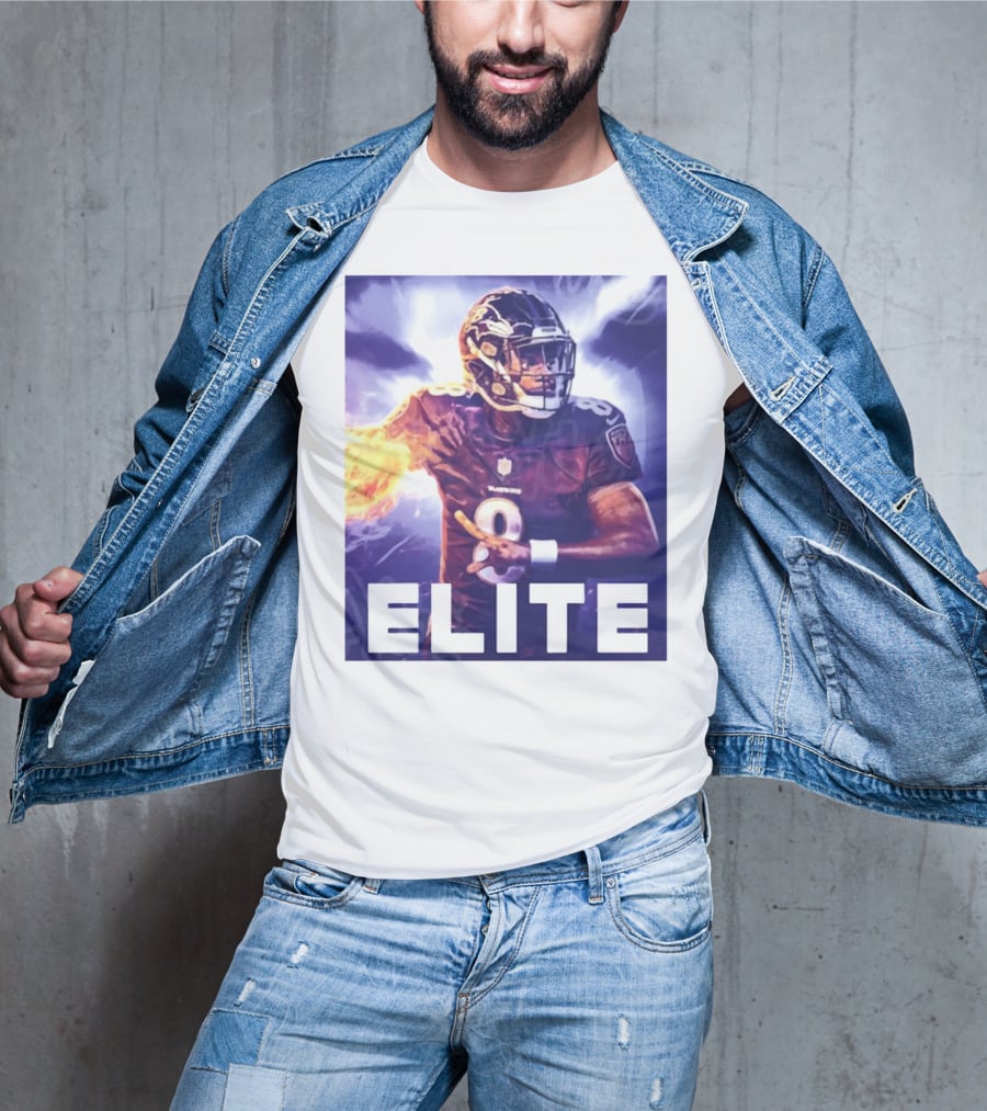 Lamar Jackson Ravens Elite 8 Fiery Action NFL Football T-Shirt