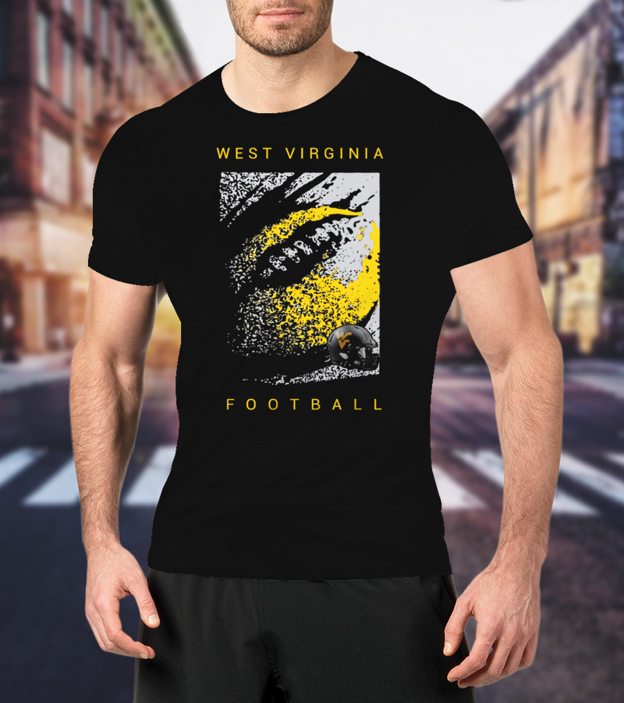 West Virginia Mountaineers Football Helmet And Textured T-Shirt