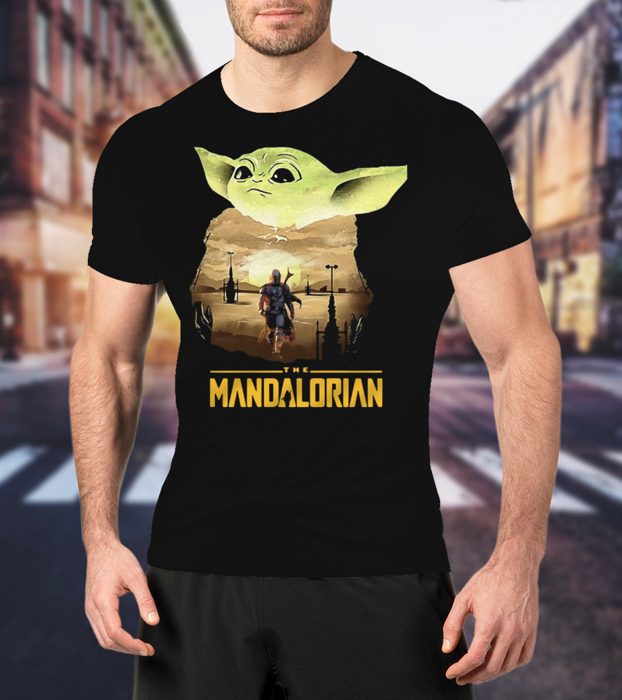 The Mandalorian Baby Yoda Sunset Scene T-Shirt