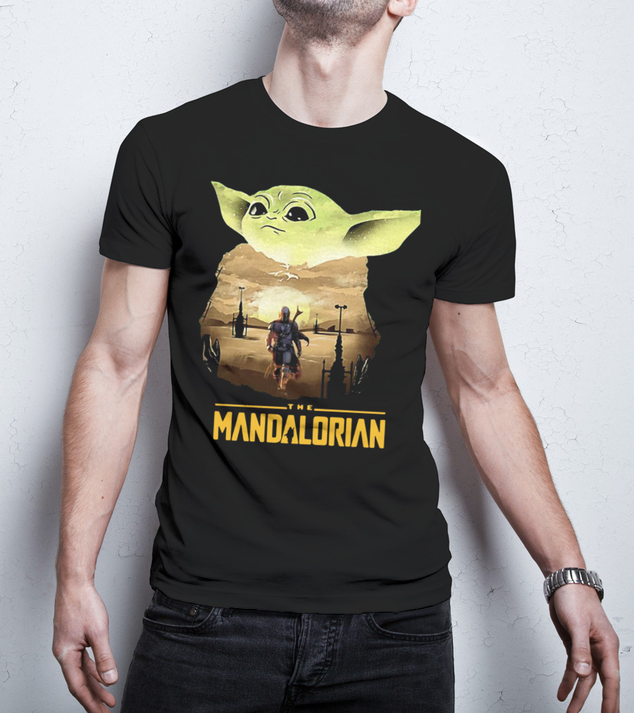 The Mandalorian Baby Yoda Sunset Scene T-Shirt