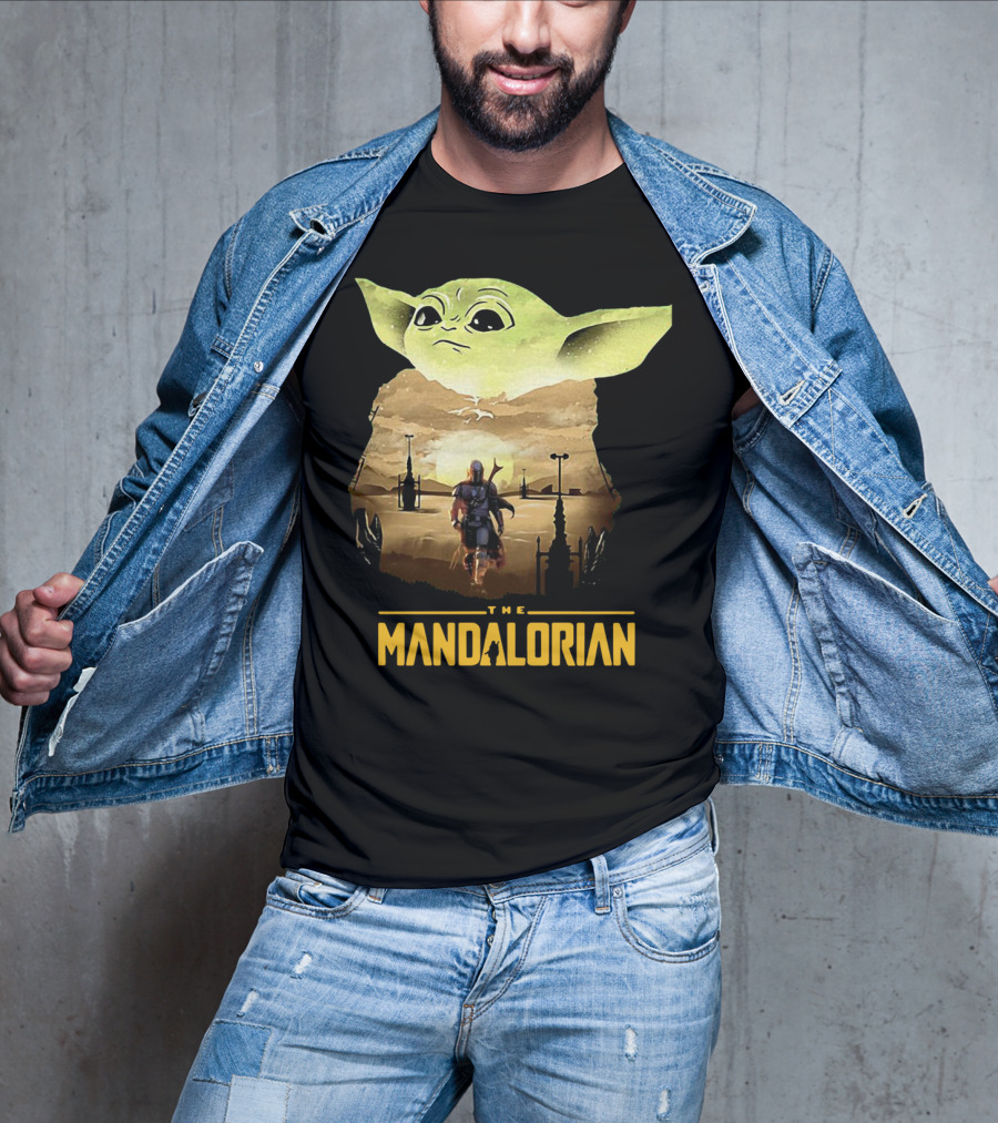 The Mandalorian Baby Yoda Sunset Scene T-Shirt