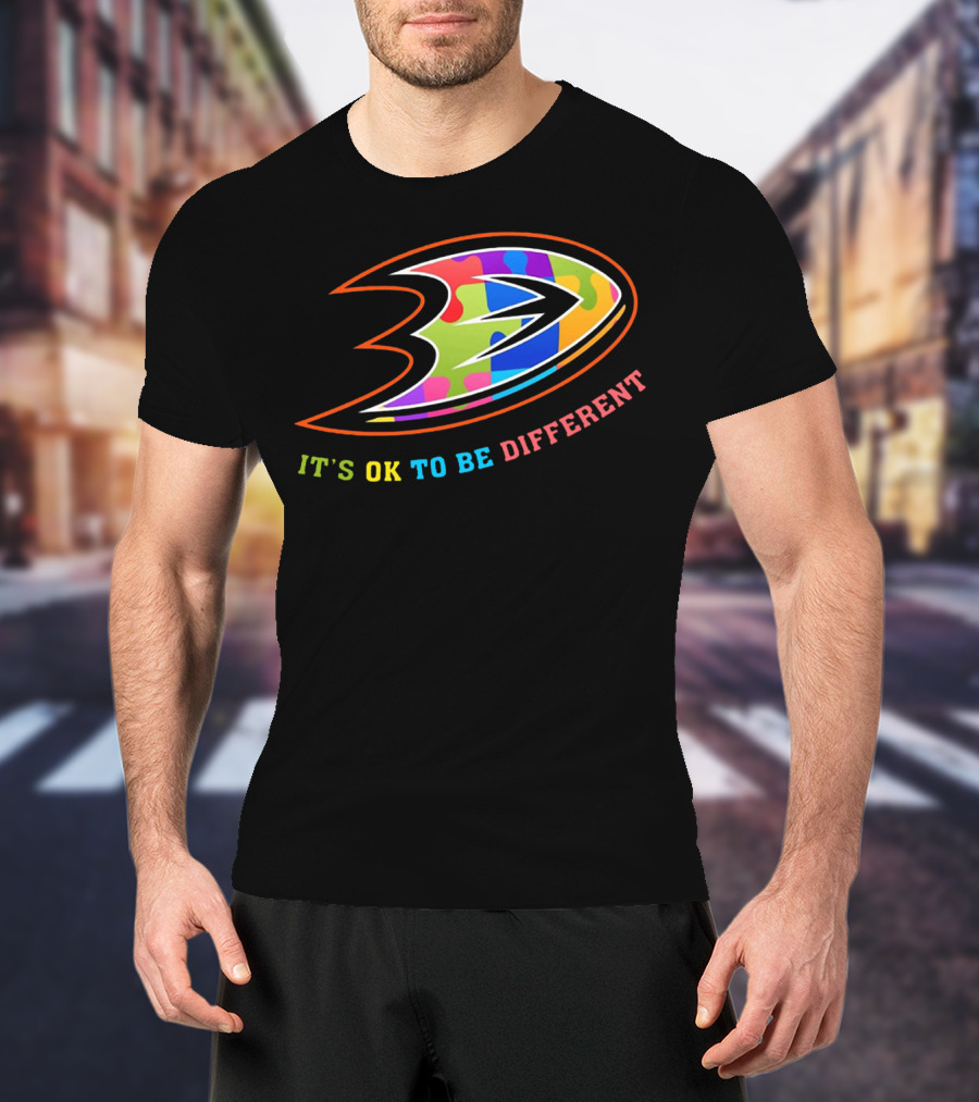 Anaheim Ducks It's Ok To Be Different Rainbow T-Shirt
