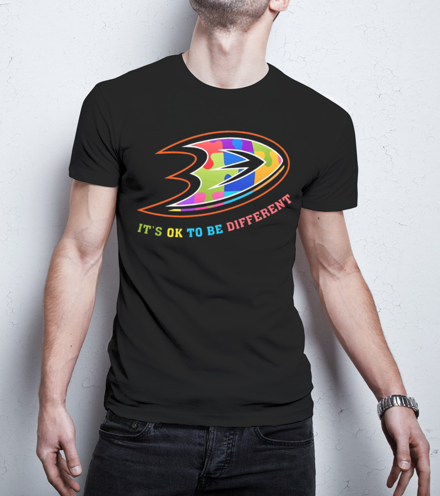 Anaheim Ducks It's Ok To Be Different Rainbow T-Shirt