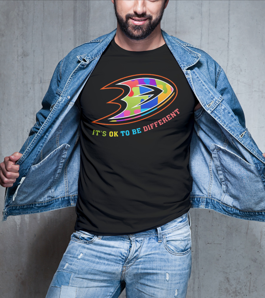 Anaheim Ducks It's Ok To Be Different Rainbow T-Shirt