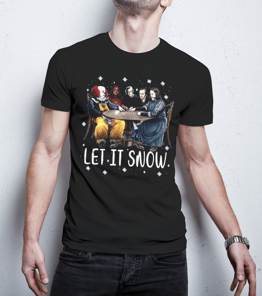 Stephen King Horror Friends Characters Let It Snow Holiday Scene T-Shirt