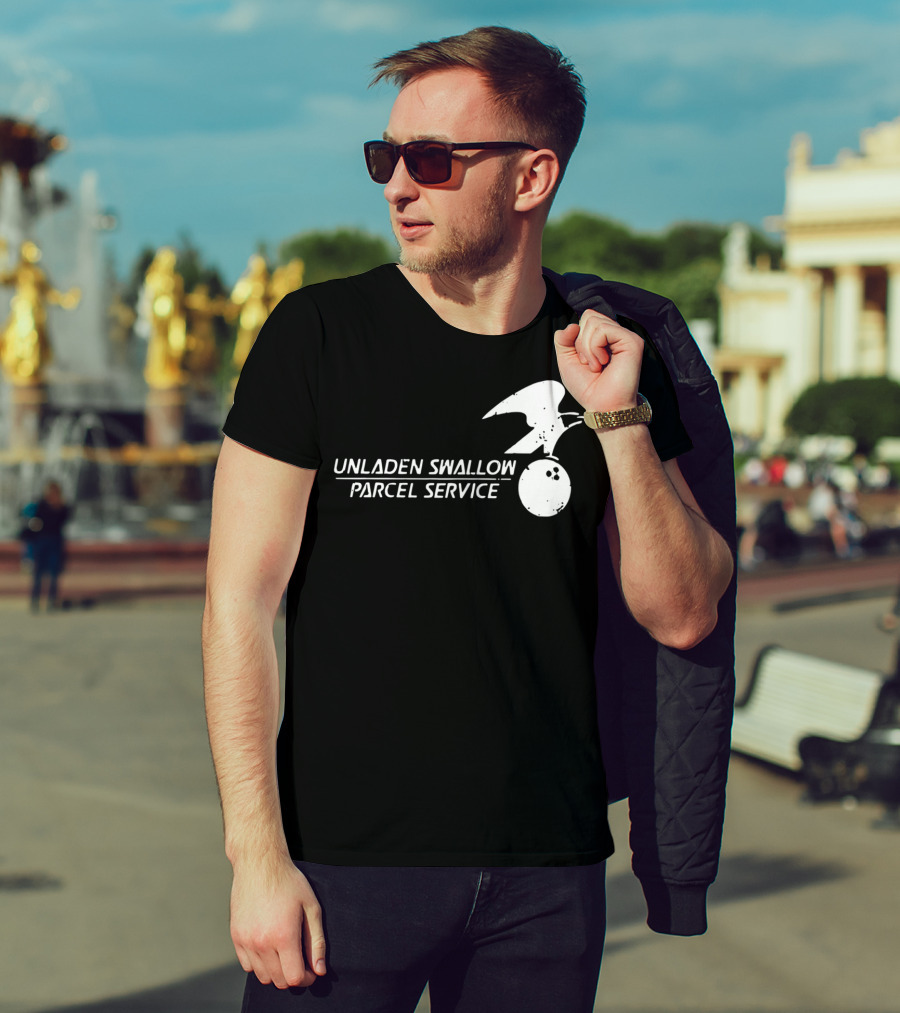 Unladen Swallow Parcel Service Monty Python Bowling Ball Bird T-Shirt