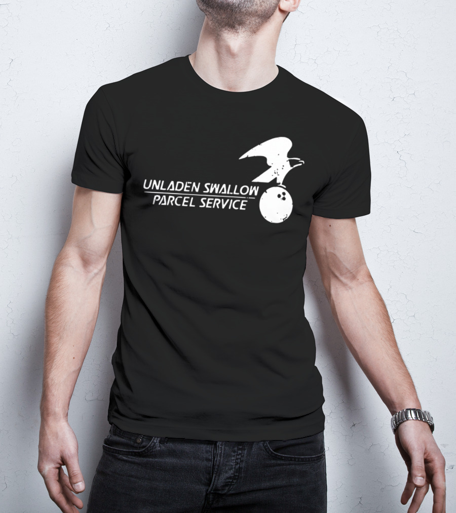 Unladen Swallow Parcel Service Monty Python Bowling Ball Bird T-Shirt