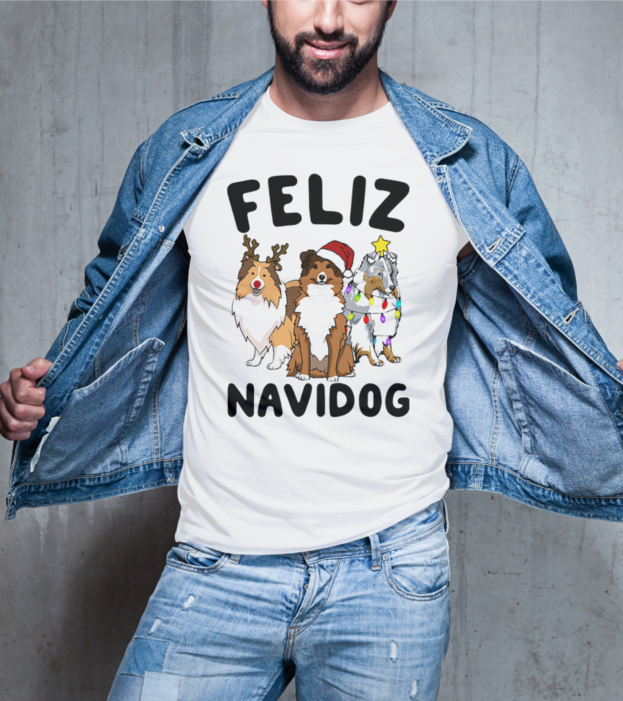 Feliz Navidog Shetland Sheepdogs Christmas Fun T-Shirt