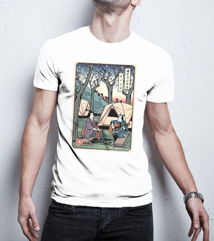 Samurai Original Camping Guitar Playing T-Shirt