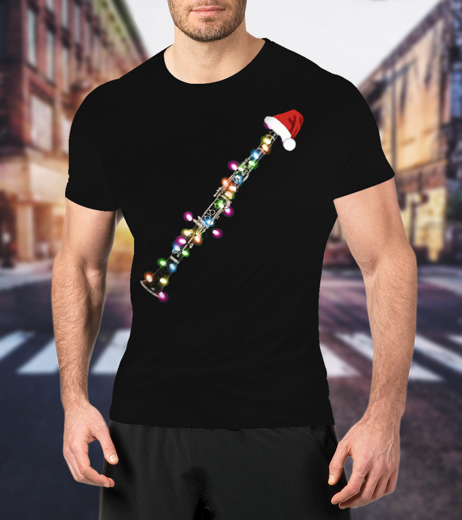 Santa Clarinet With Christmas Lights T-Shirt