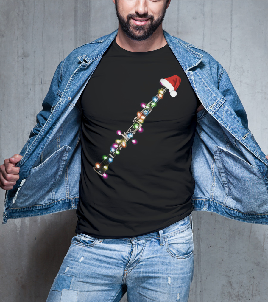 Santa Clarinet With Christmas Lights T-Shirt