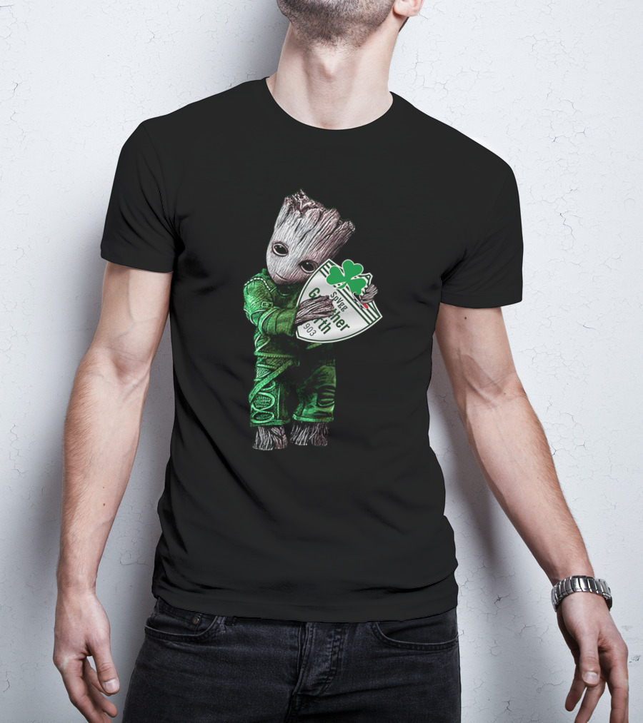 Baby Groot Hugging SpVgg Greuther Fürth Logo 1903 Football Club Emblem T-Shirt