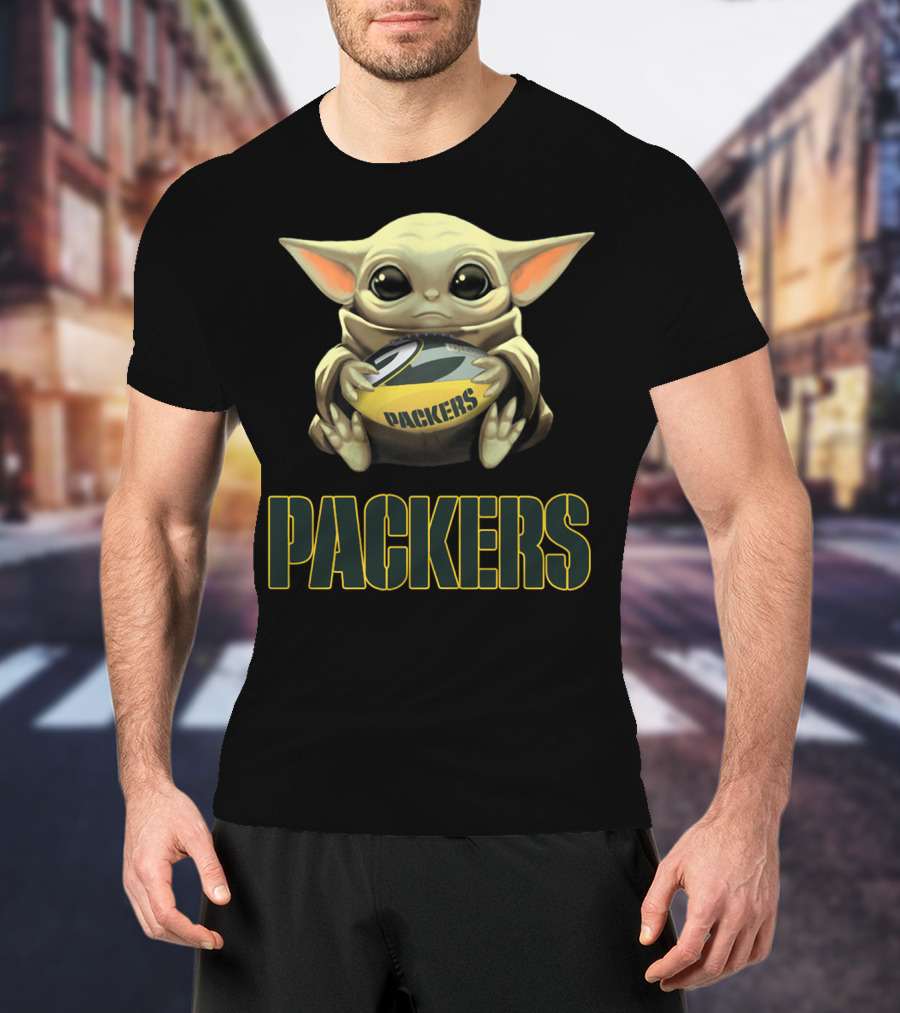Baby Yoda Holding Packers Football Packers T-Shirt
