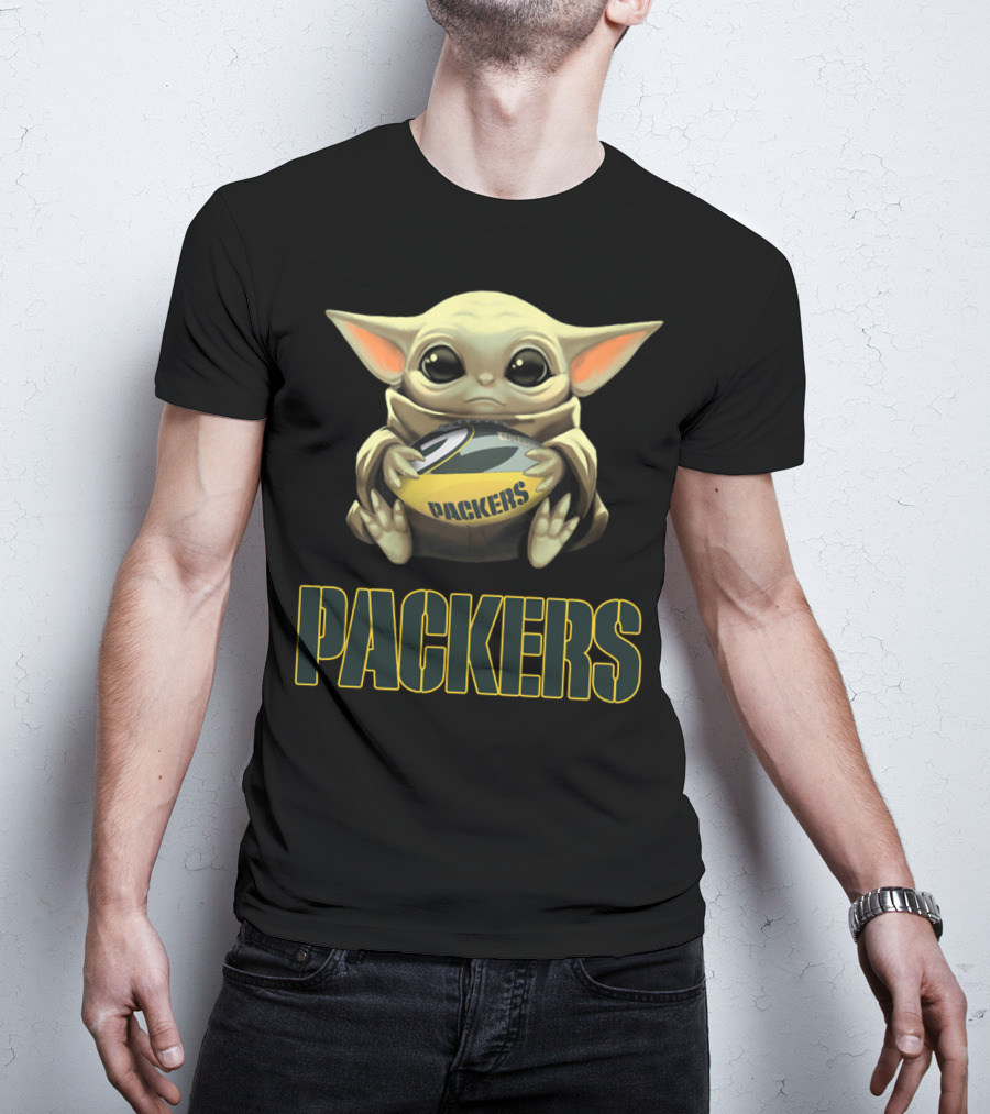 Baby Yoda Holding Packers Football Packers T-Shirt