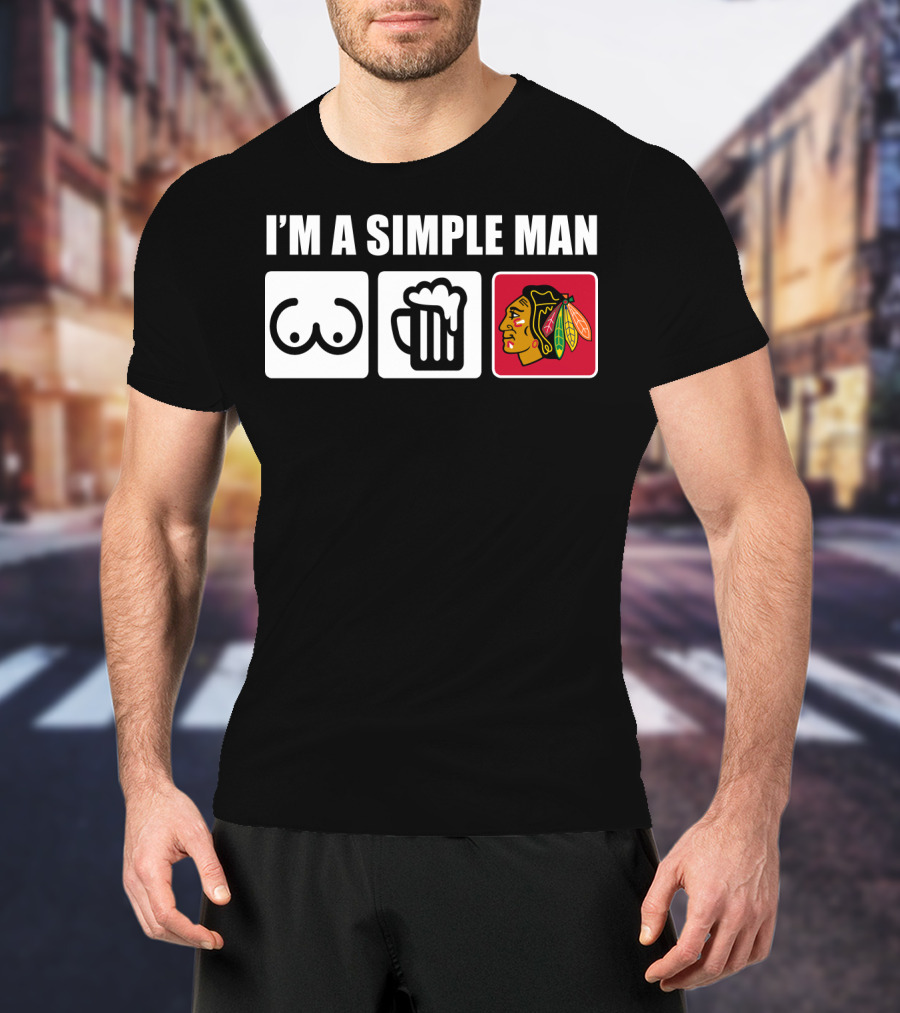 I'm A Simple Man Blackhawks Iconic Symbols T-Shirt
