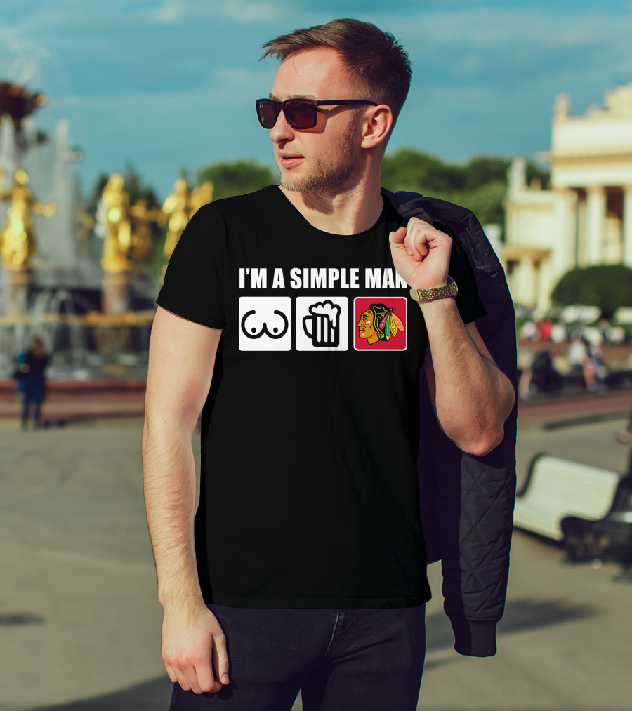 I'm A Simple Man Blackhawks Iconic Symbols T-Shirt