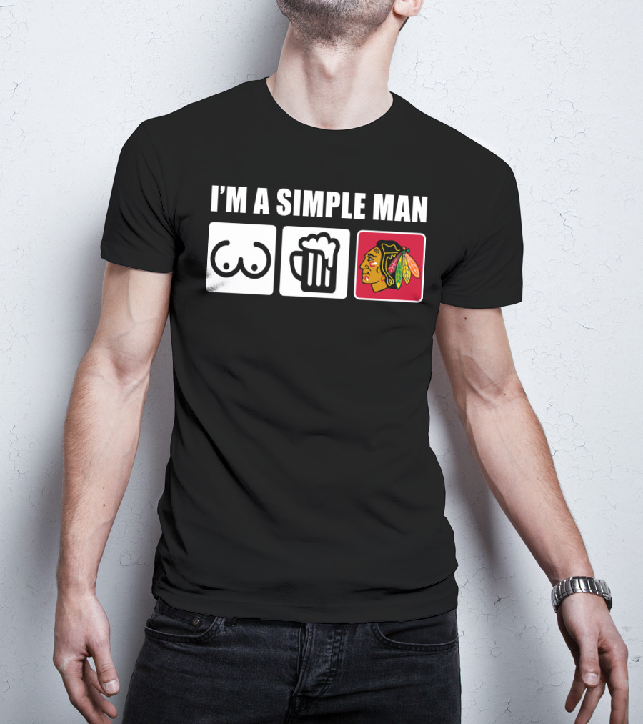 I'm A Simple Man Blackhawks Iconic Symbols T-Shirt