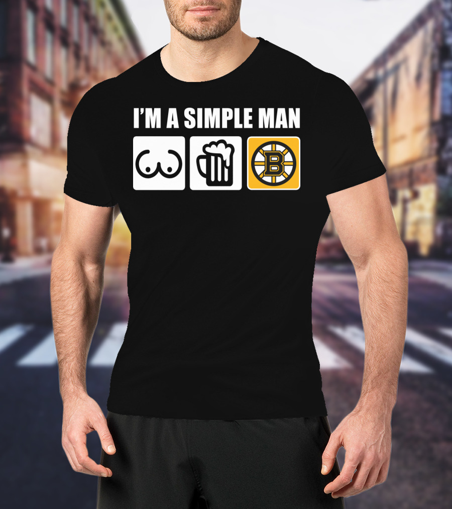 Bruins I'm A Simple Man Icons Brew Beer Logo Hockey Fan T-Shirt