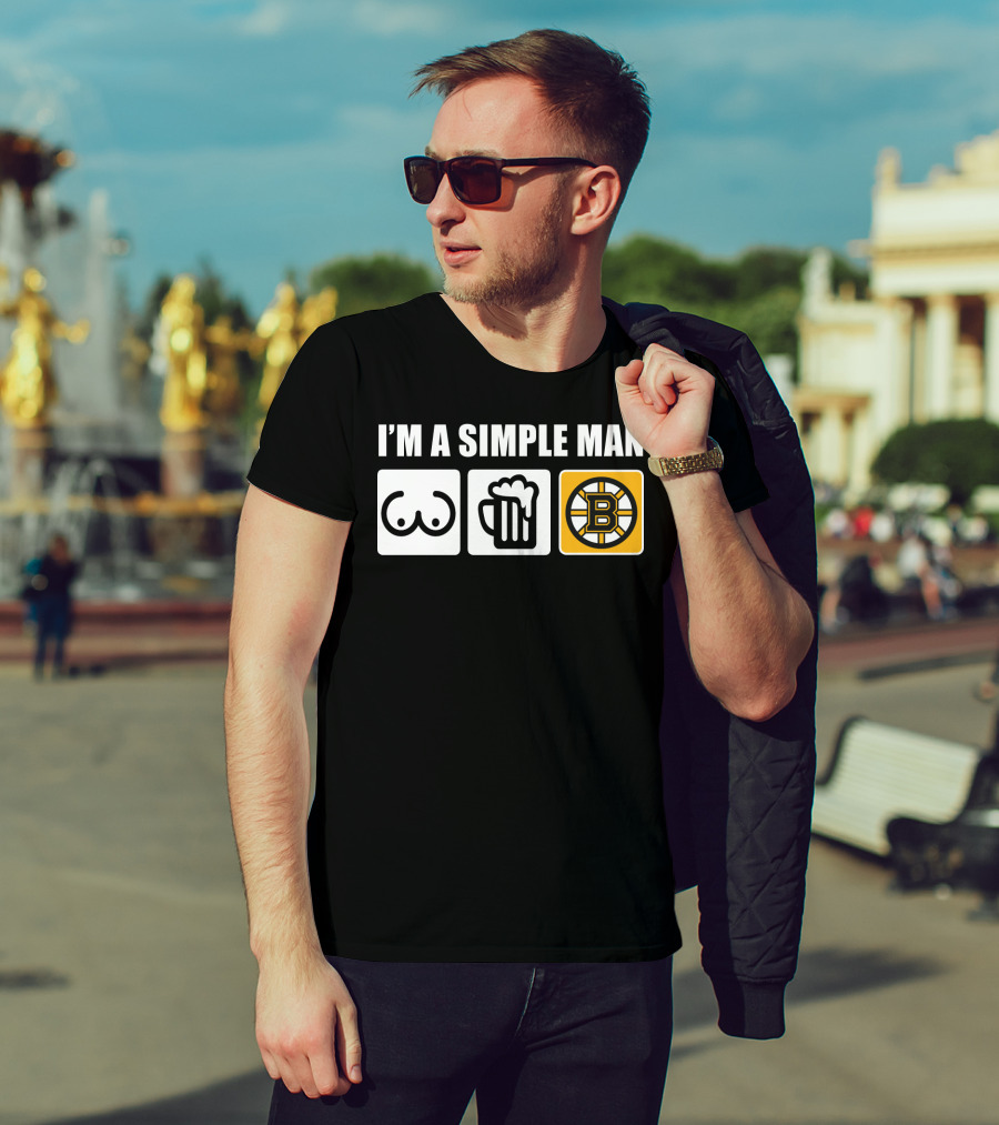 Bruins I'm A Simple Man Icons Brew Beer Logo Hockey Fan T-Shirt