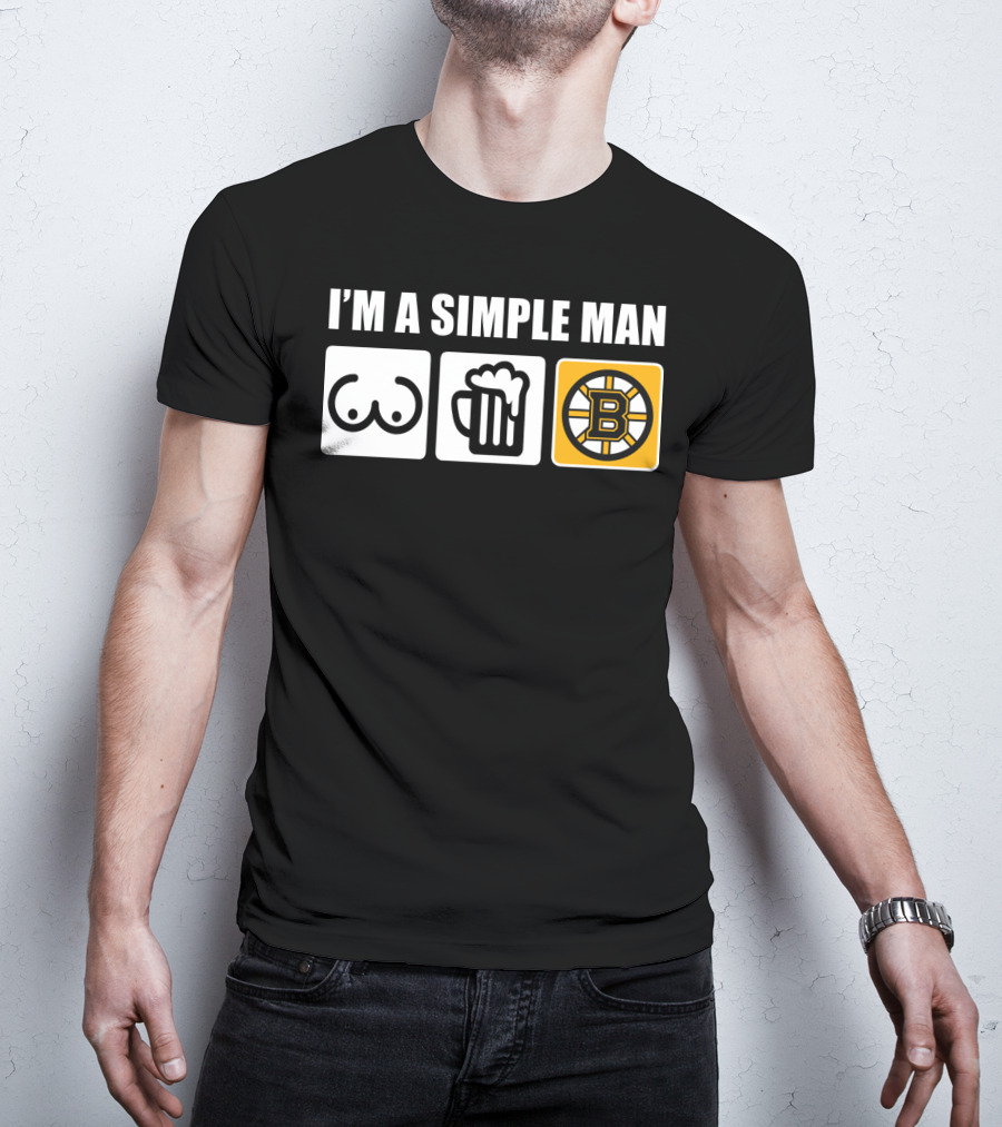 Bruins I'm A Simple Man Icons Brew Beer Logo Hockey Fan T-Shirt