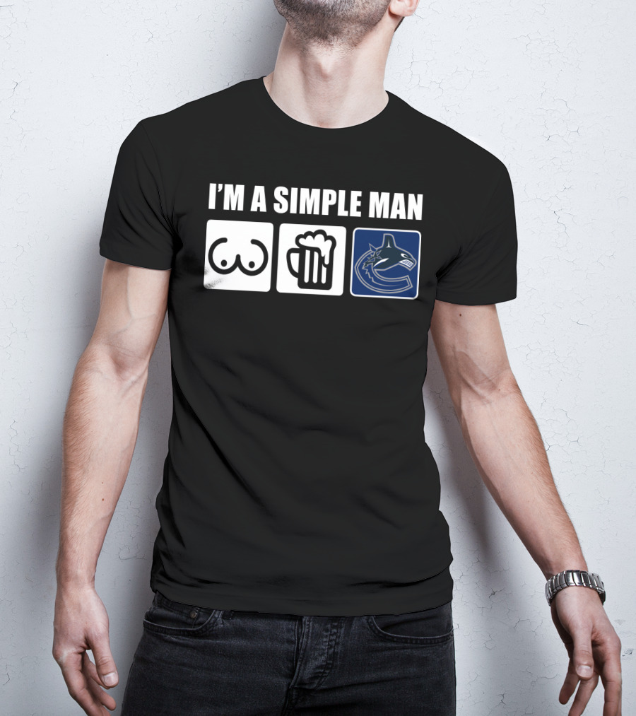 I'm A Simple Man Canucks Beer Hockey Logo Icons T-Shirt