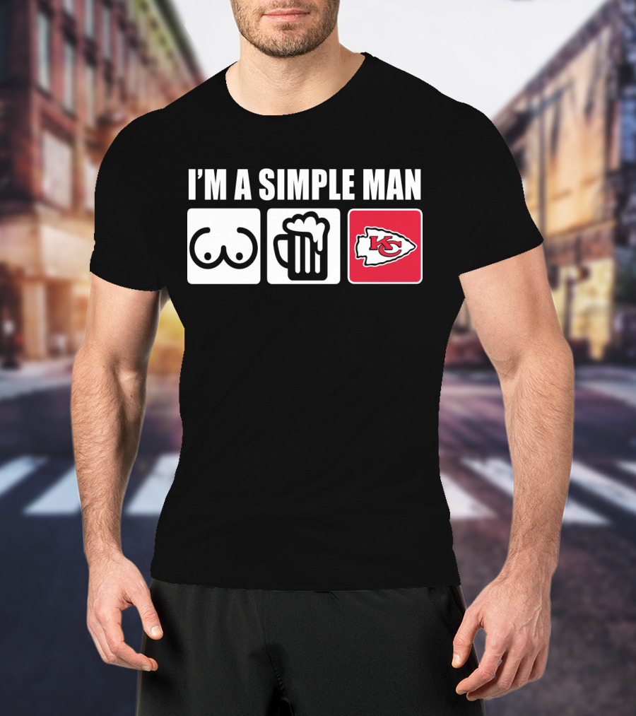 Chiefs I'm A Simple Man Beer And Logo Icons T-Shirt