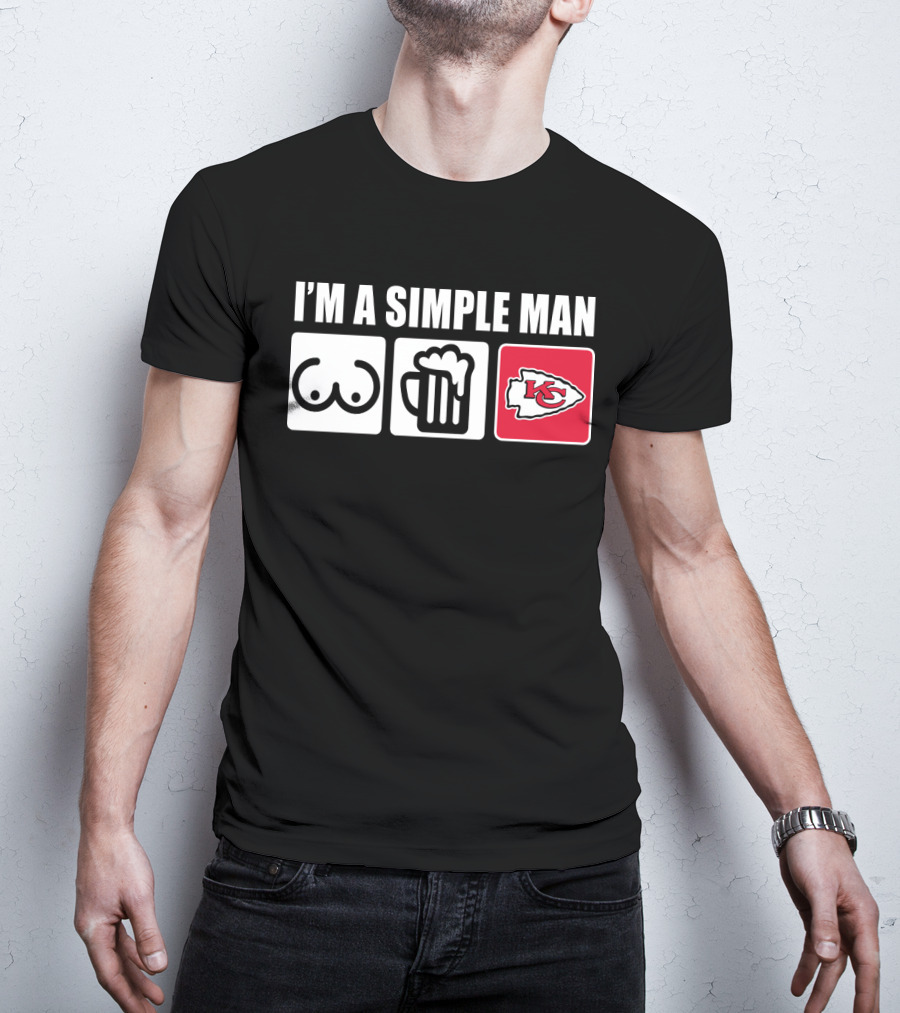 Chiefs I'm A Simple Man Beer And Logo Icons T-Shirt