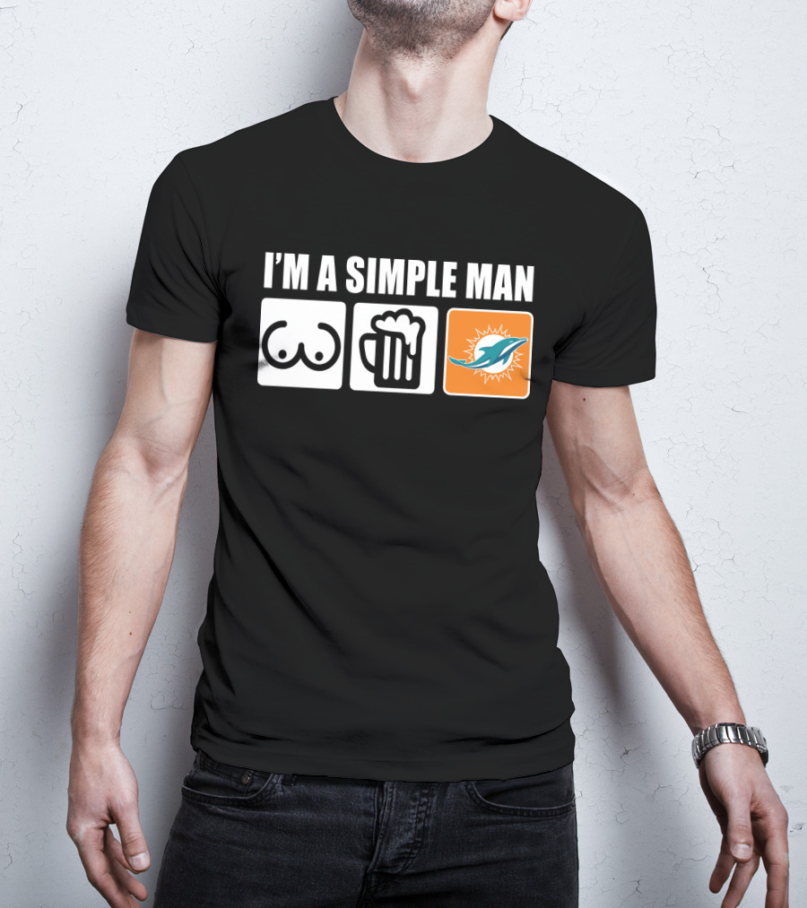 I'm A Simple Man Dolphins Beer Symbols T-Shirt