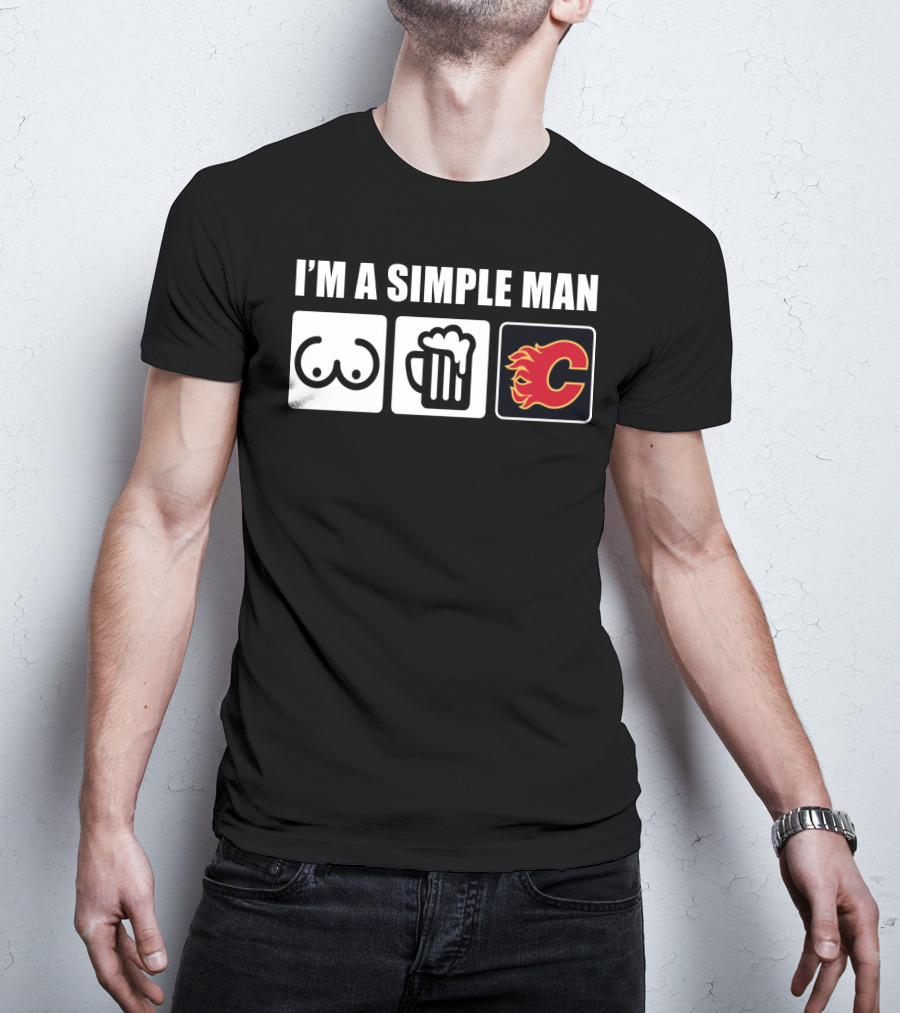 I'm A Simple Man Breasts Beer Flames Hockey T-Shirt