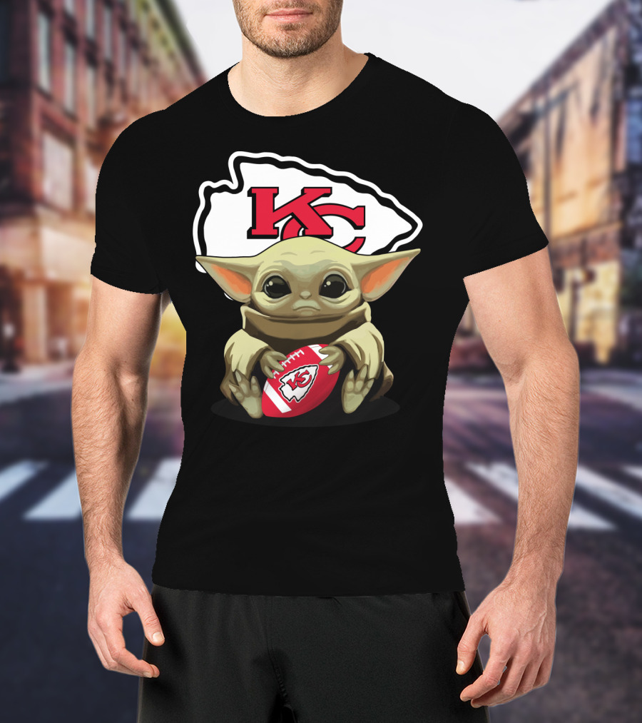 Baby Yoda KC Chiefs Football Fan T-Shirt