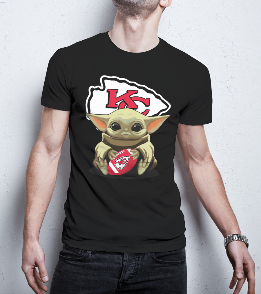 Baby Yoda KC Chiefs Football Fan T-Shirt