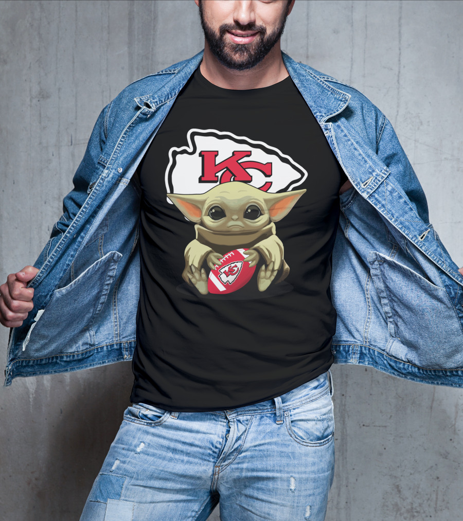 Baby Yoda KC Chiefs Football Fan T-Shirt
