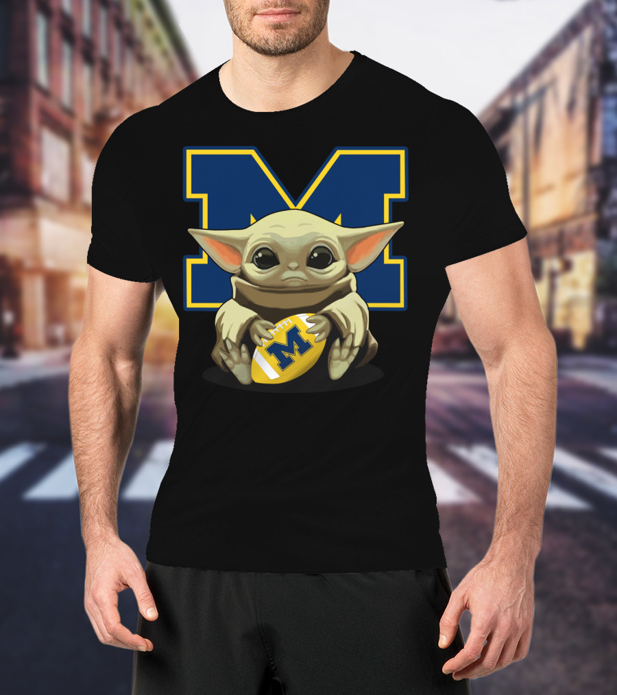 Yoda Baby Michigan Wolverines Football T-Shirt