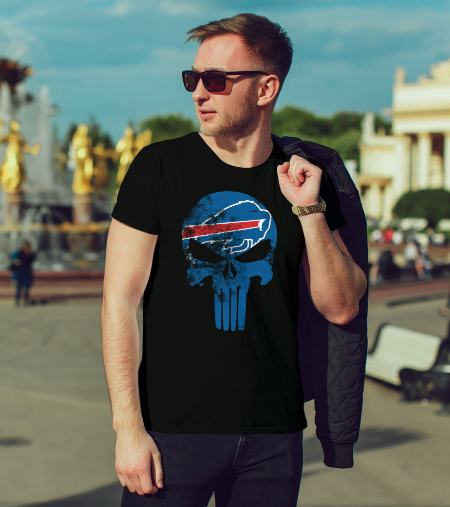 Bills Skull Punisher Logo Buffalo Bills Nfl Symbol T-Shirt