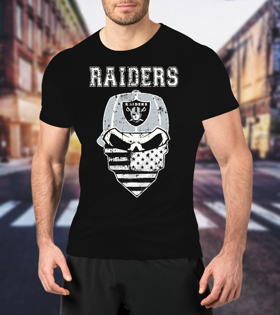 Raiders Skull Bandana American Flag Hat T-Shirt