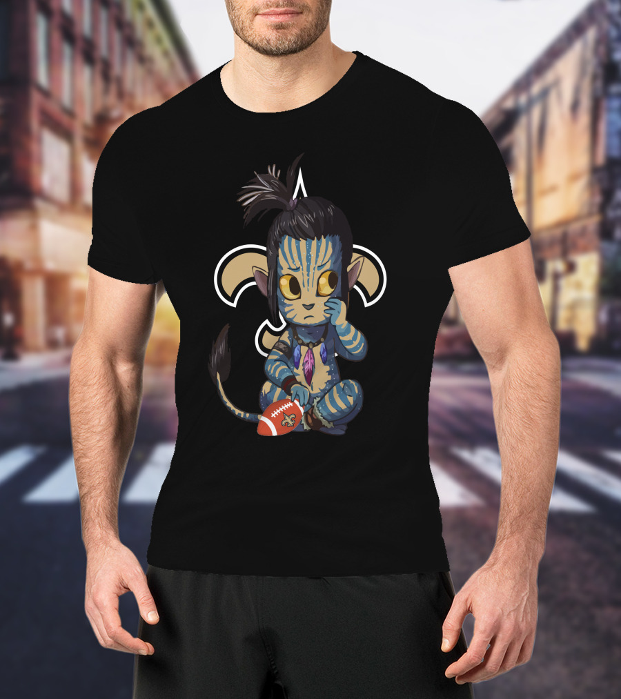 Avatar Saints Chibi Character With Football And Fleur-de-Lis T-Shirt