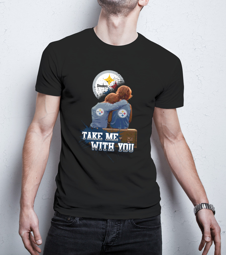Steelers Logo Hugging Kids Take Me With You T-Shirt