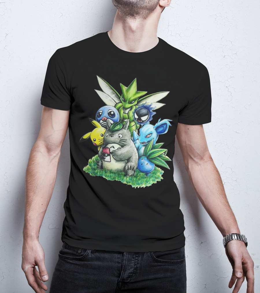 Best Friends Totoro Pikachu Bulbasaur Scyther Jigglypuff Gastly Nidorina Oddish Mashup T-Shirt