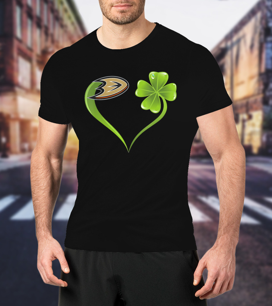 St Patrick's Day Anaheim Ducks Shamrock Heart T-Shirt