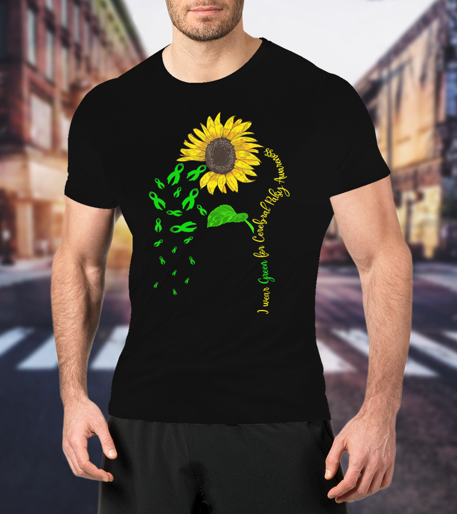I Wear Green For Cerebral Palsy Awareness Sunflower T-Shirt