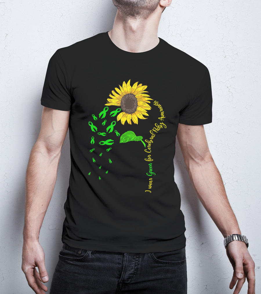 I Wear Green For Cerebral Palsy Awareness Sunflower T-Shirt