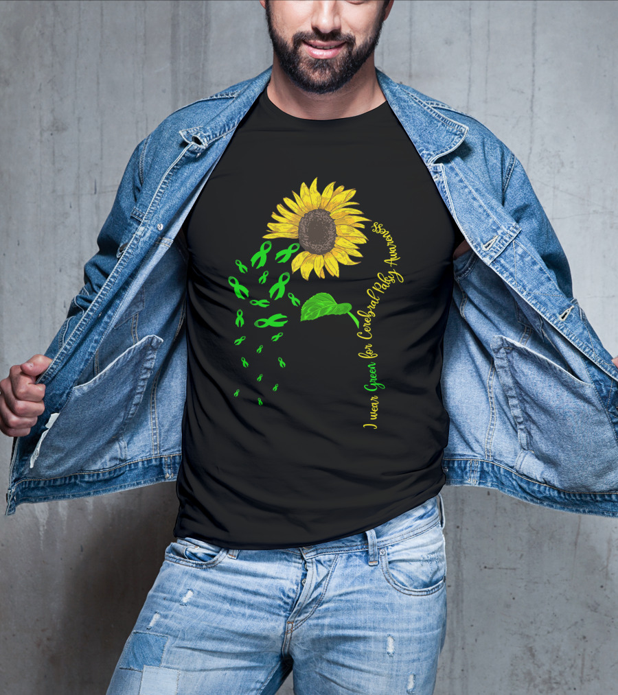 I Wear Green For Cerebral Palsy Awareness Sunflower T-Shirt