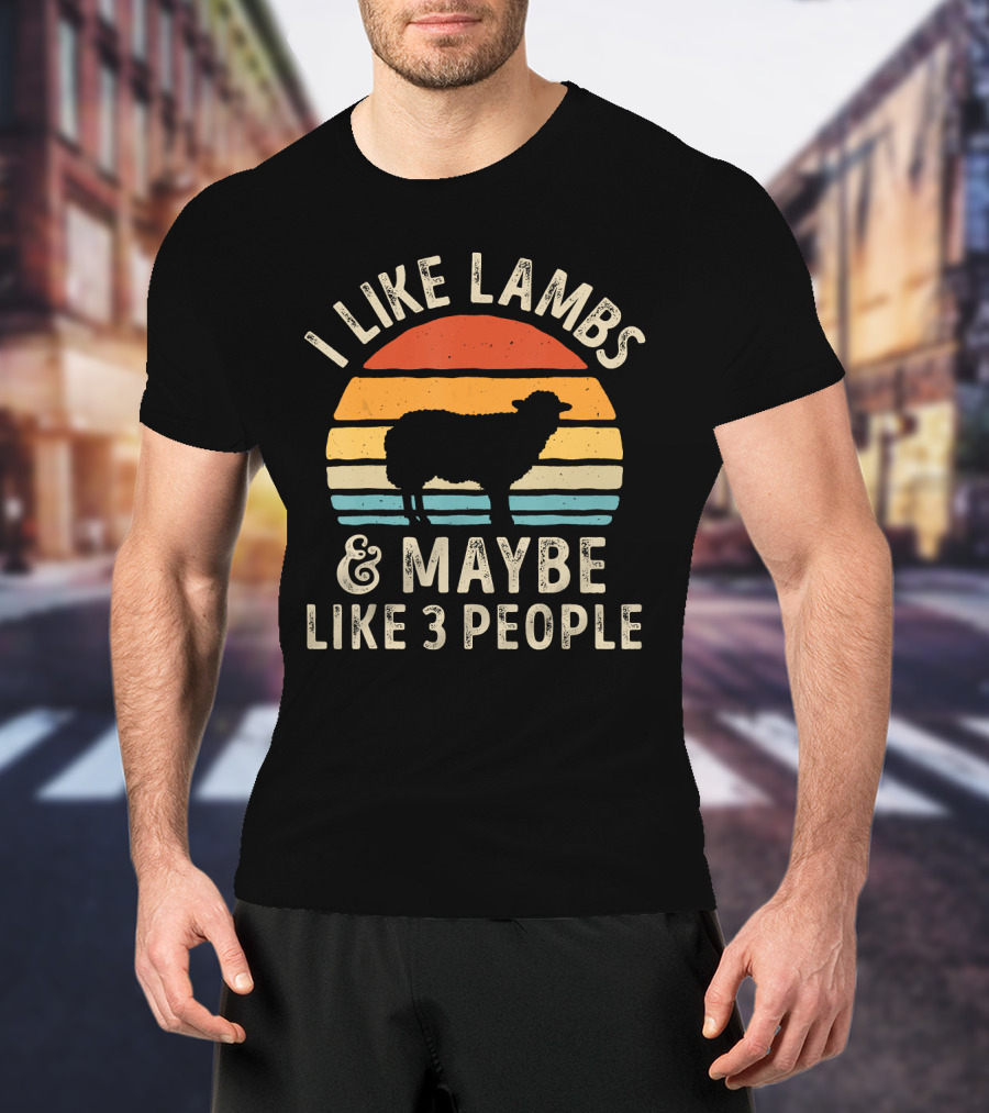 I Like Lambs And Maybe Like 3 People Retro Silhouette Lamb Farmer T-Shirt